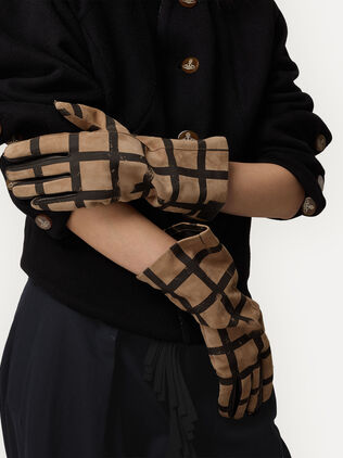 Check Leather Gloves