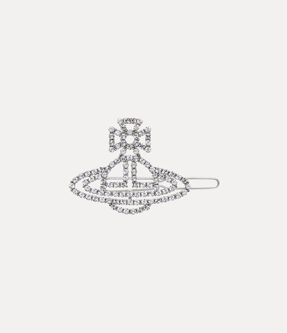 Vivienne Westwood Annalisa Large Hair Clip In Platinum-crystal-crystal