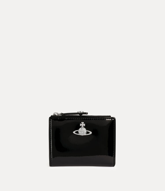 Vivienne Westwood Slim Flap Card Holder Patent Pu Black-diamante-orb One Size Women
