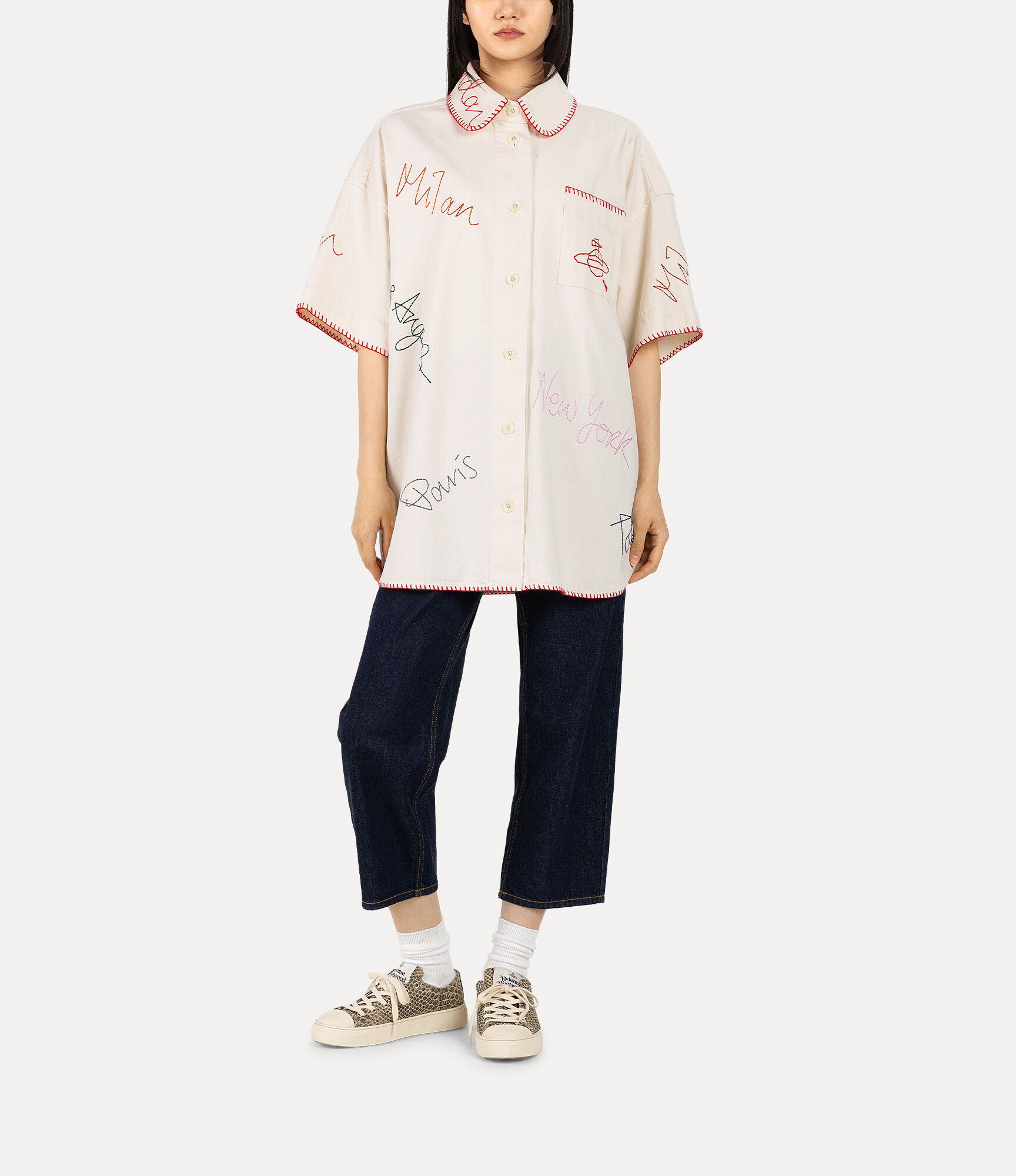 Little Cities Emb Denim シャツ - ホワイト | Vivienne Westwood®