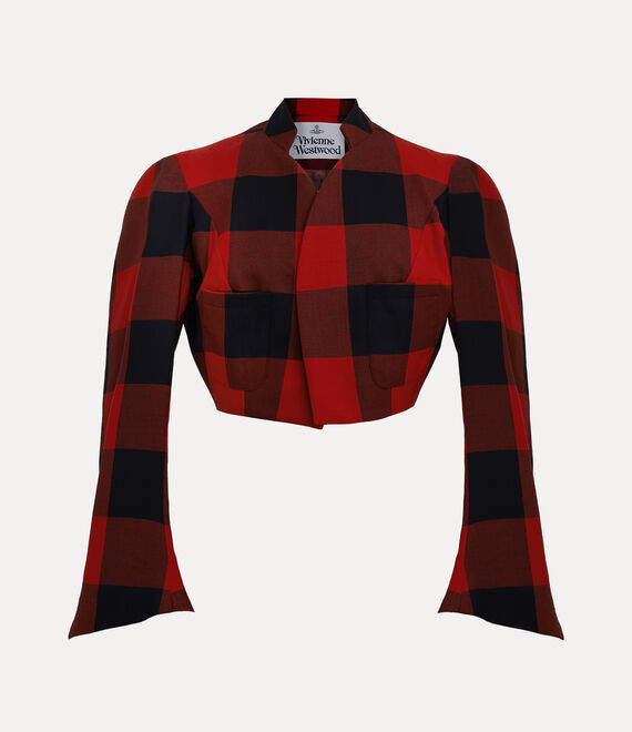 Vivienne Westwood Tartan Wool Cropped Jacket In Red-black