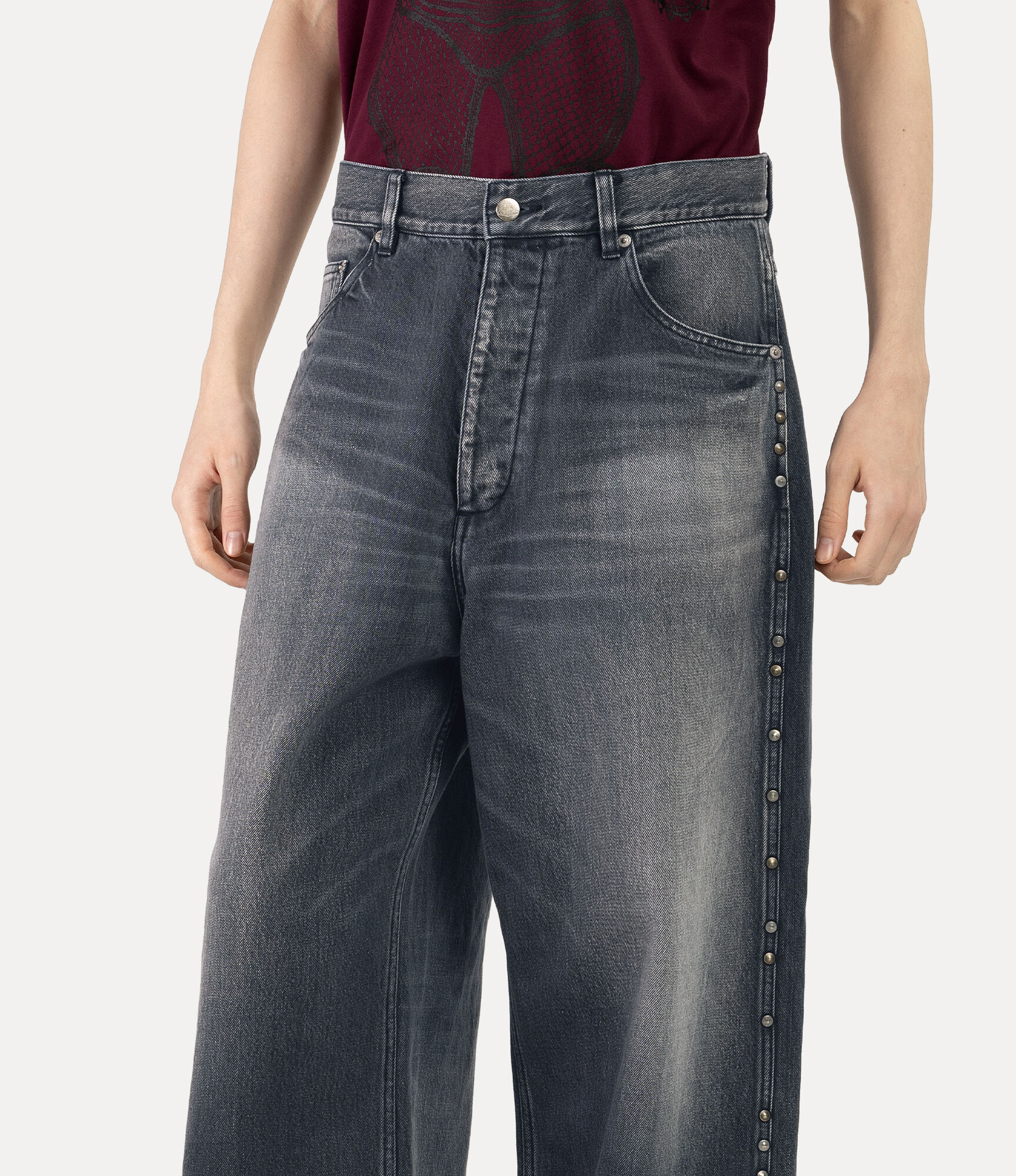 Stud Denim Wide Jeans  large image number 4