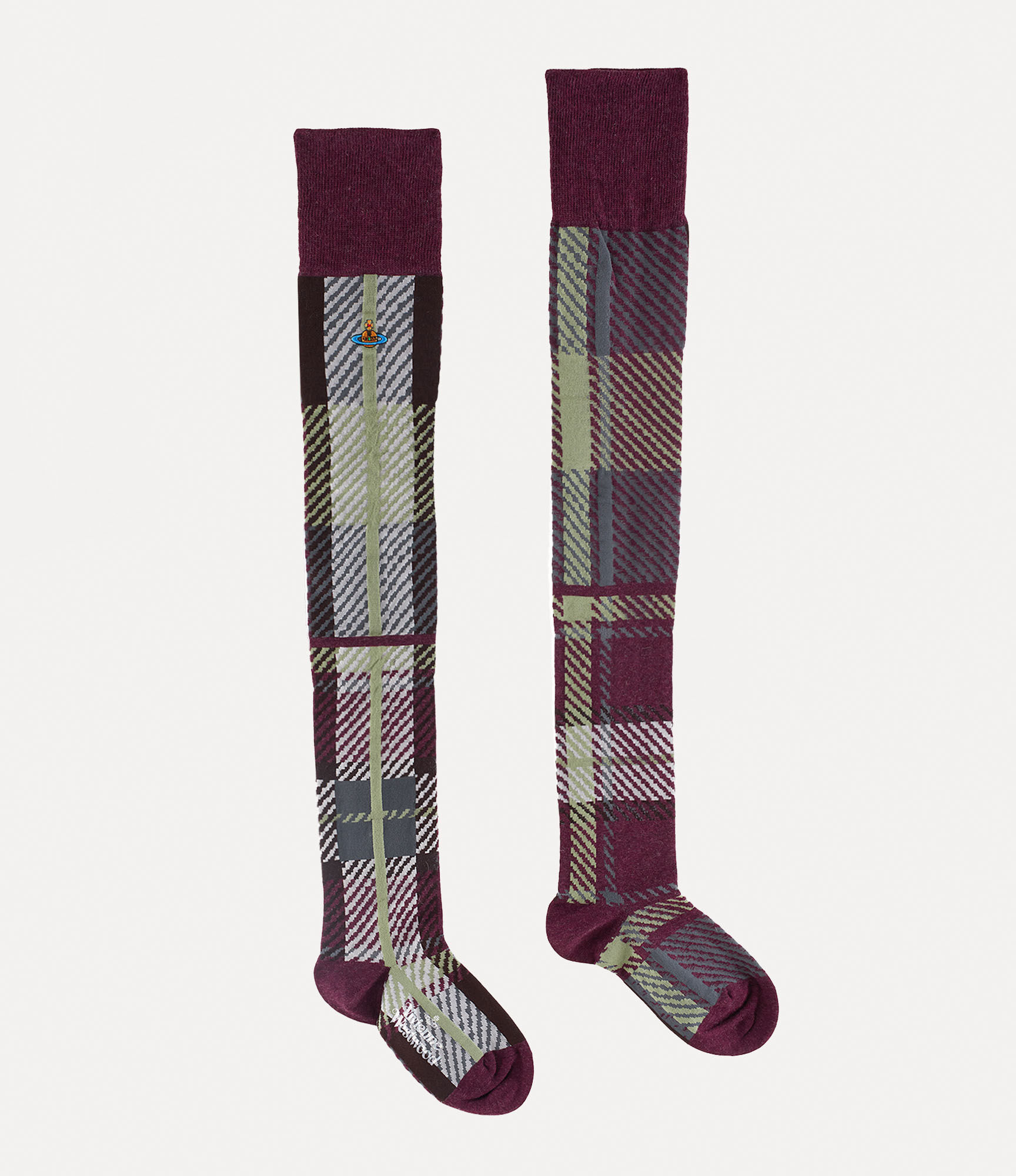 Multi Tartan Over The Knee Sock  large image number 1