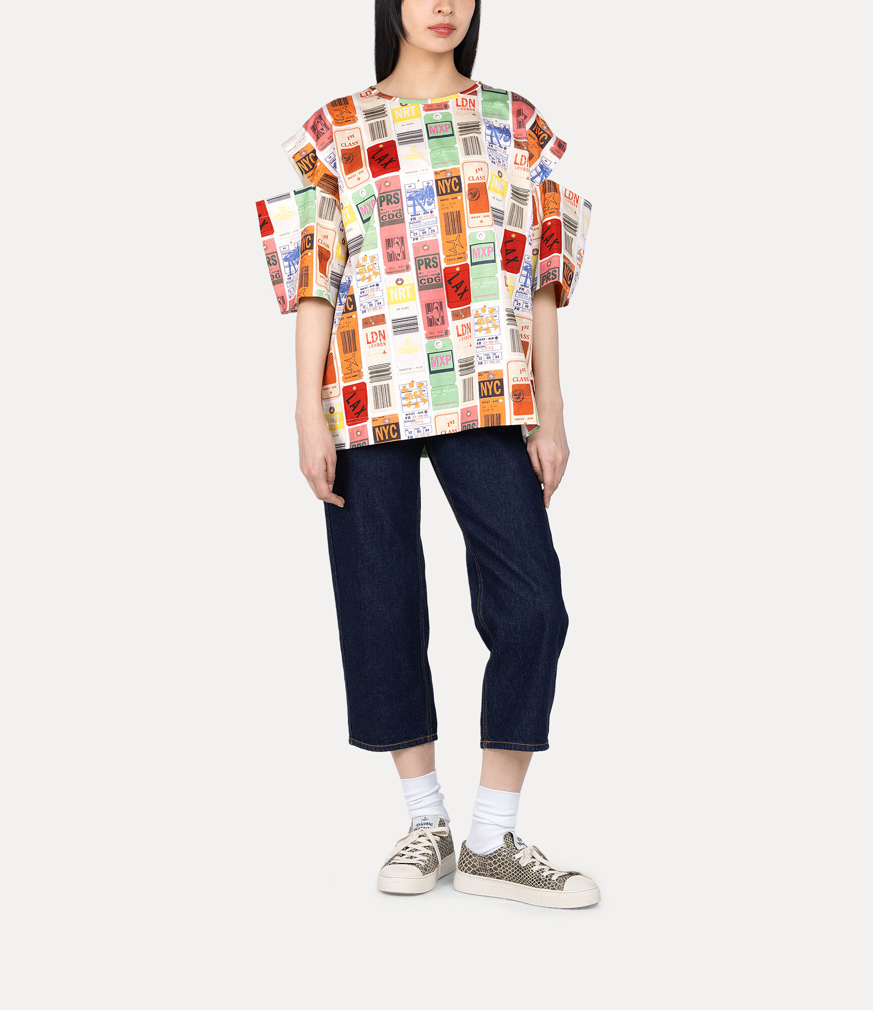 Travel Print Slit T-shirt   large image number 2