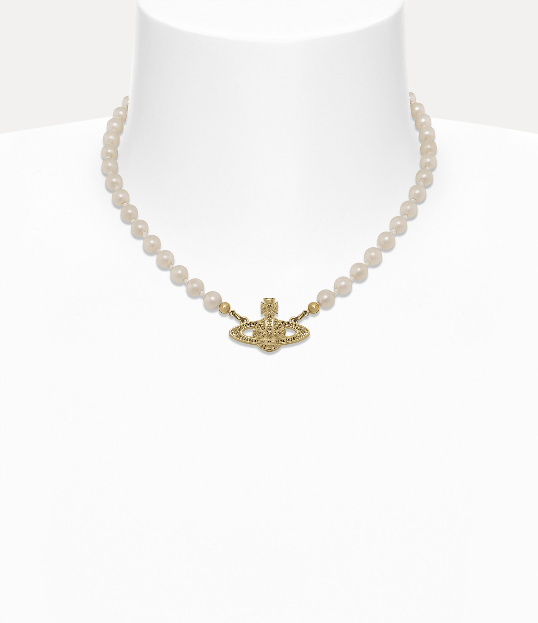 Vivienne Westwood Mini Bas Relief Pearl Choker Gold Swarovski Pearls / Preciosa Crystals Women