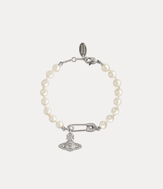 Vivienne Westwood Lucrece Pearl Bracelet In Platinum-light-creamrose-pearl-white-cz