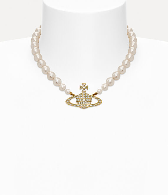 Vivienne Westwood One Row Bas Relief Pearl Choker Gold-cream-crystal Gold-cream-crystal Women