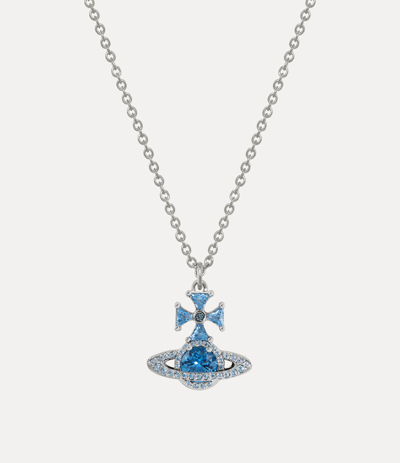 Vivienne Westwood Mila Pendant Necklace -Platinum-blue-cz -Platinum-blue-cz