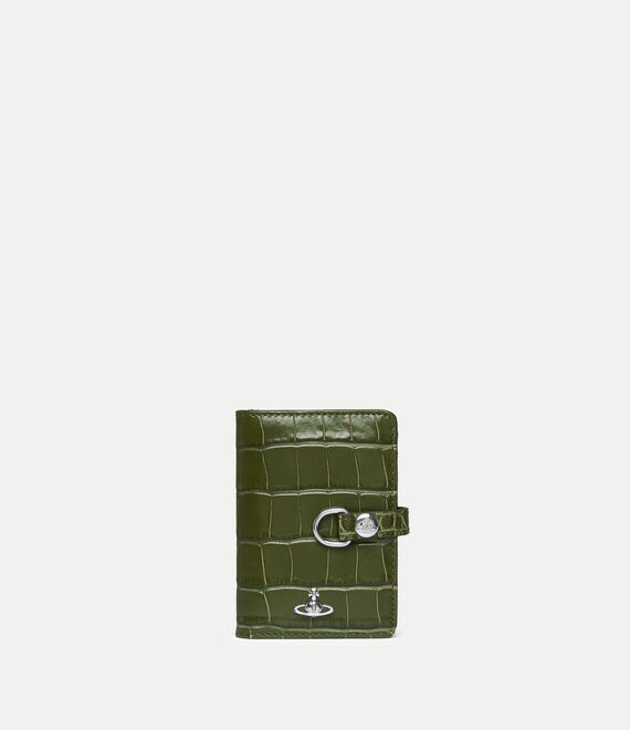 Vivienne Westwood Vertical Flap Card Holder Emboss Croc Leather Khaki One Size Unisex