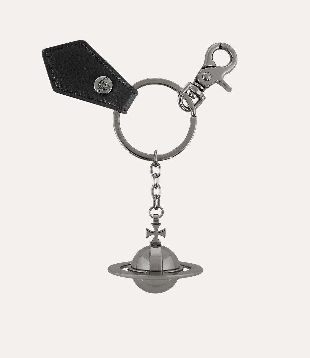 Vivienne Westwood 3d Orb Keyring in Black Pu Grain