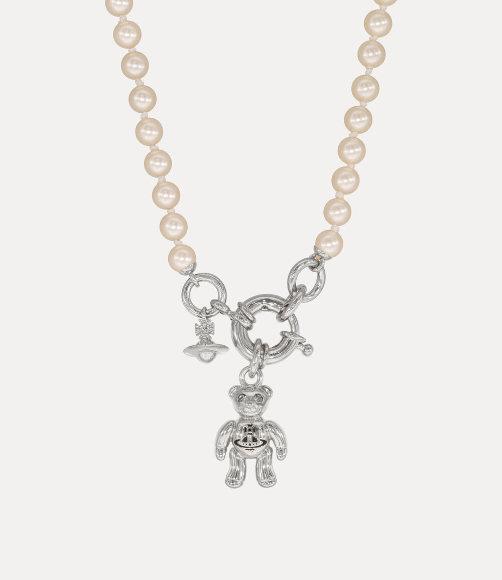 Vivienne Westwood Ruby Pearl Necklace in Silver / Black, view 2