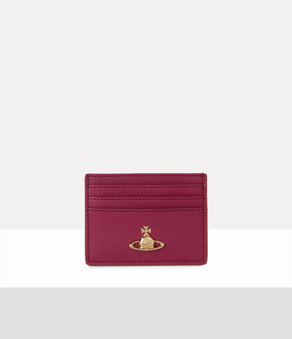 Vivienne Westwood Flat Card Holder Saffiano Leather Plain Red3d-orb One Size Women