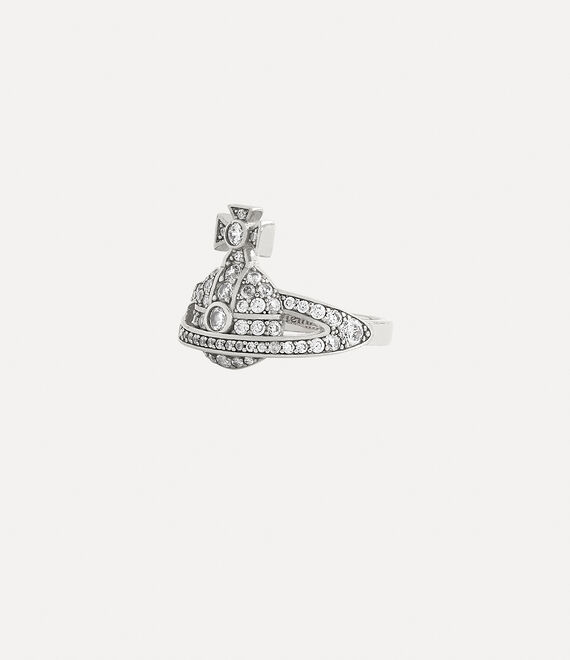 Vivienne Westwood Mini Orb Ring In Platinum-white-cz