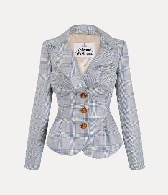 Vivienne Westwood Tailored Checkered Blazer Peplum Hem In Grey