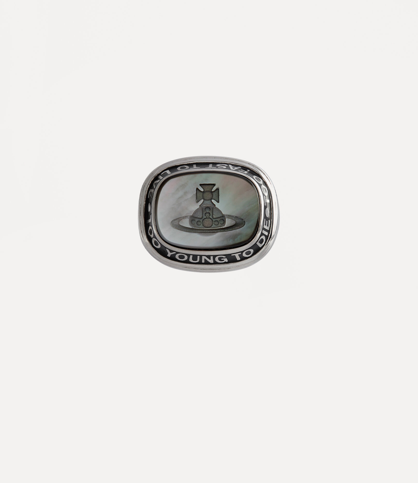 Damiano Ring in PLATINUM-GREY-MOP-BLACK-Resin | Vivienne Westwood®