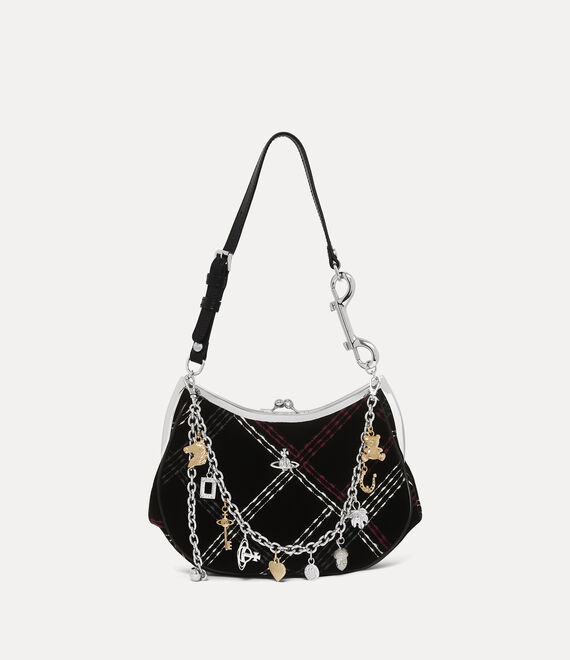 Vivienne Westwood Charm Frame Purse Velvet Check Black-multicolor
