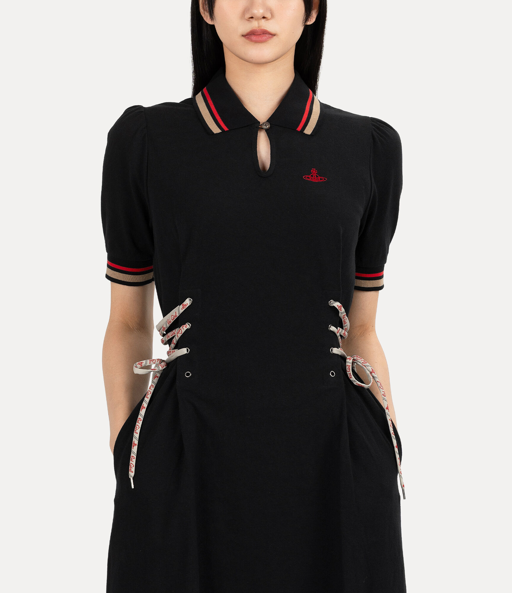 Old Cotton Lace Up ポロドレス - ブラック | Vivienne Westwood®