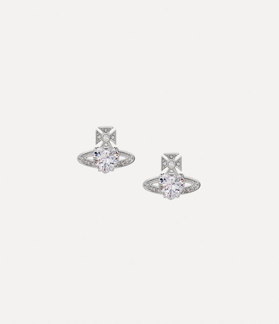 Shop Vivienne Westwood Ariella Earrings In Platinum-white-cz-crystal