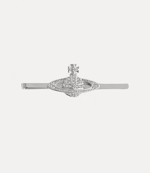 Vivienne Westwood Mini Bas Relief Tie Clip In Platinum-crystal-crystal