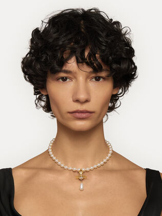 One Row Pearl Drop Choker