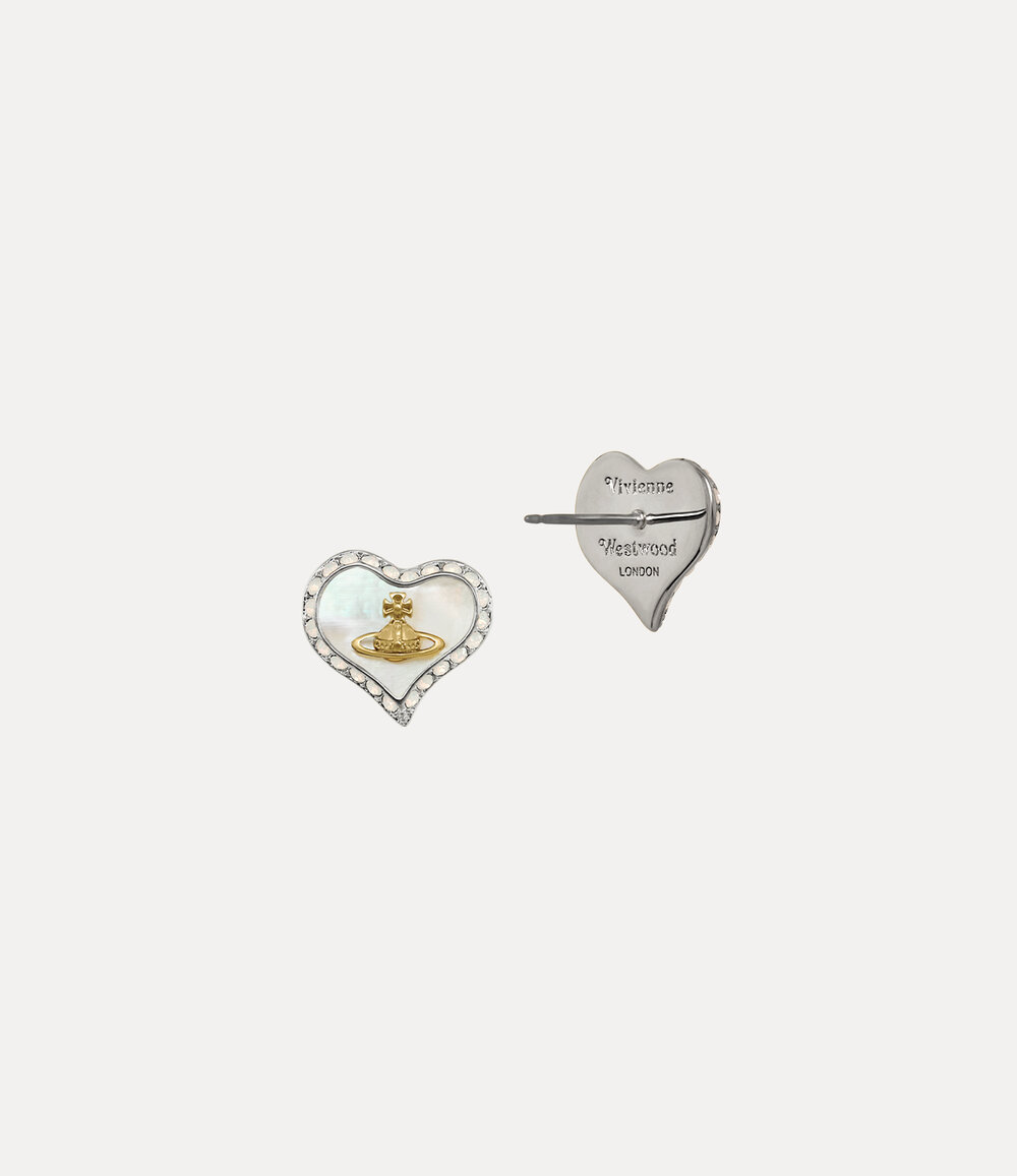 Vivienne Westwood Petra Earrings in Platinum Gold White Pearl Tint Mop White Opal, view 3