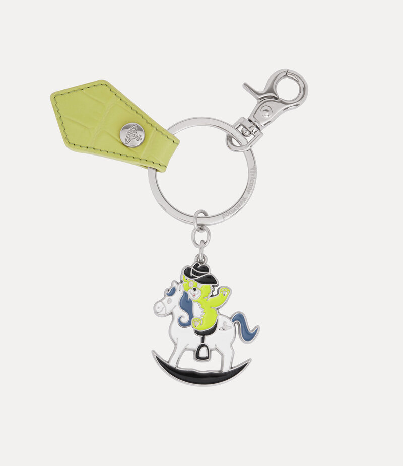 Vivienne Westwood Rocking Horse Teddy Keyring in Lime Green Croc
