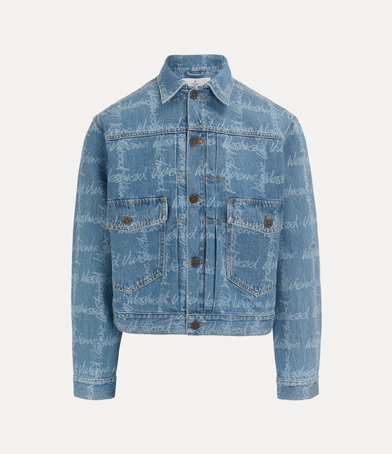 Vivienne Westwood Light Blue Denim Jacket With Logo Print And Tailored Details