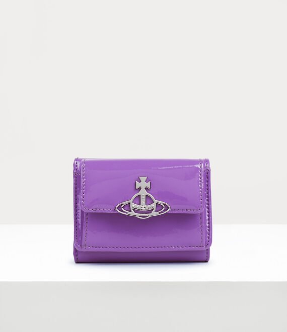Shop Vivienne Westwood Shiny Patent Small Flap Purse In Purple