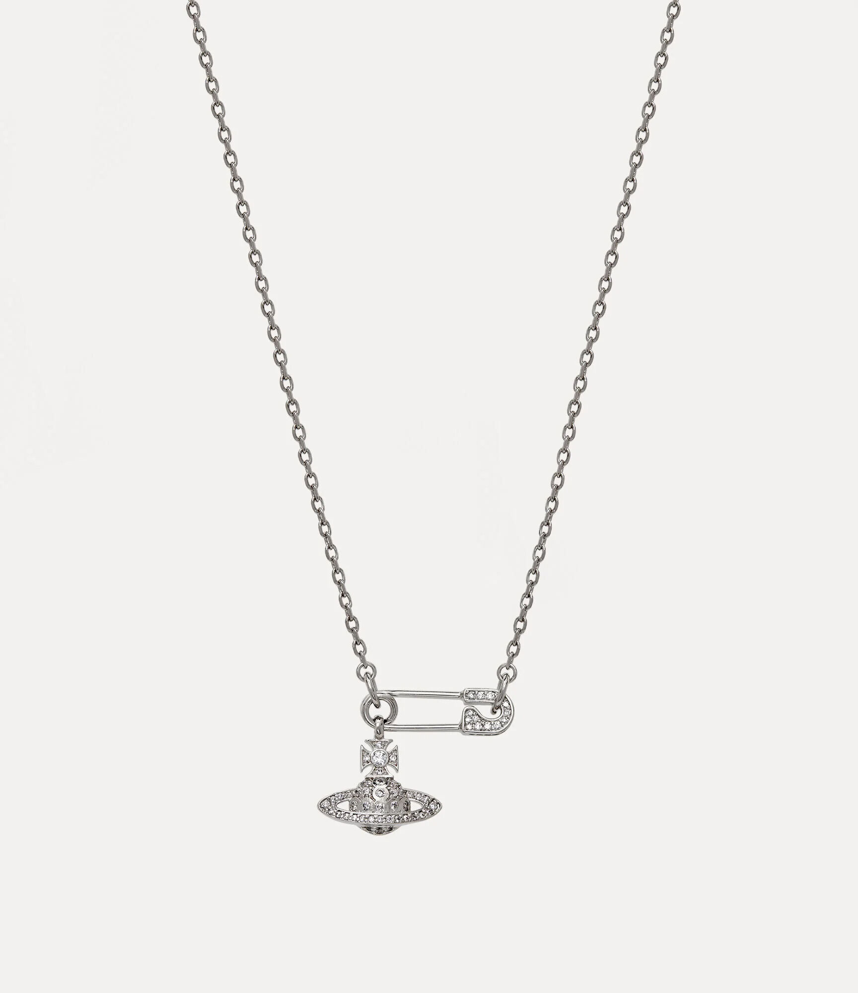Valentina Orb Pendant Necklace in platinum-white-cz | Vivienne Westwood®
