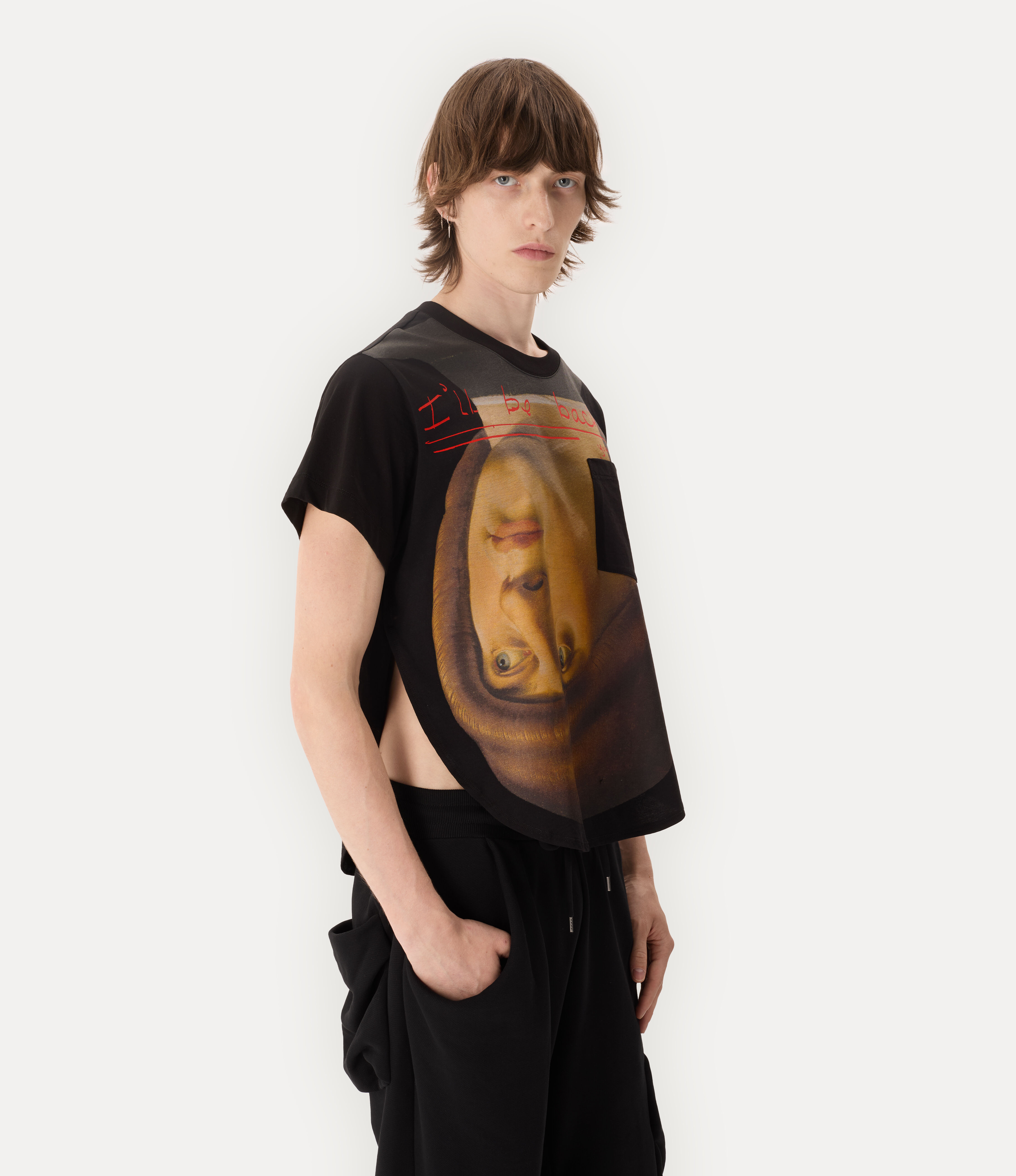 Upside Down Head Circle Hem T-shirt   large image number 4