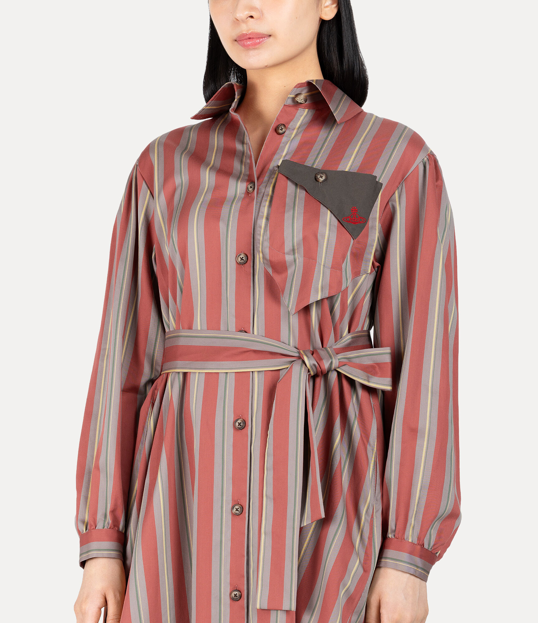 Satin Stripe Pocket Shirt Dress  large image number 4