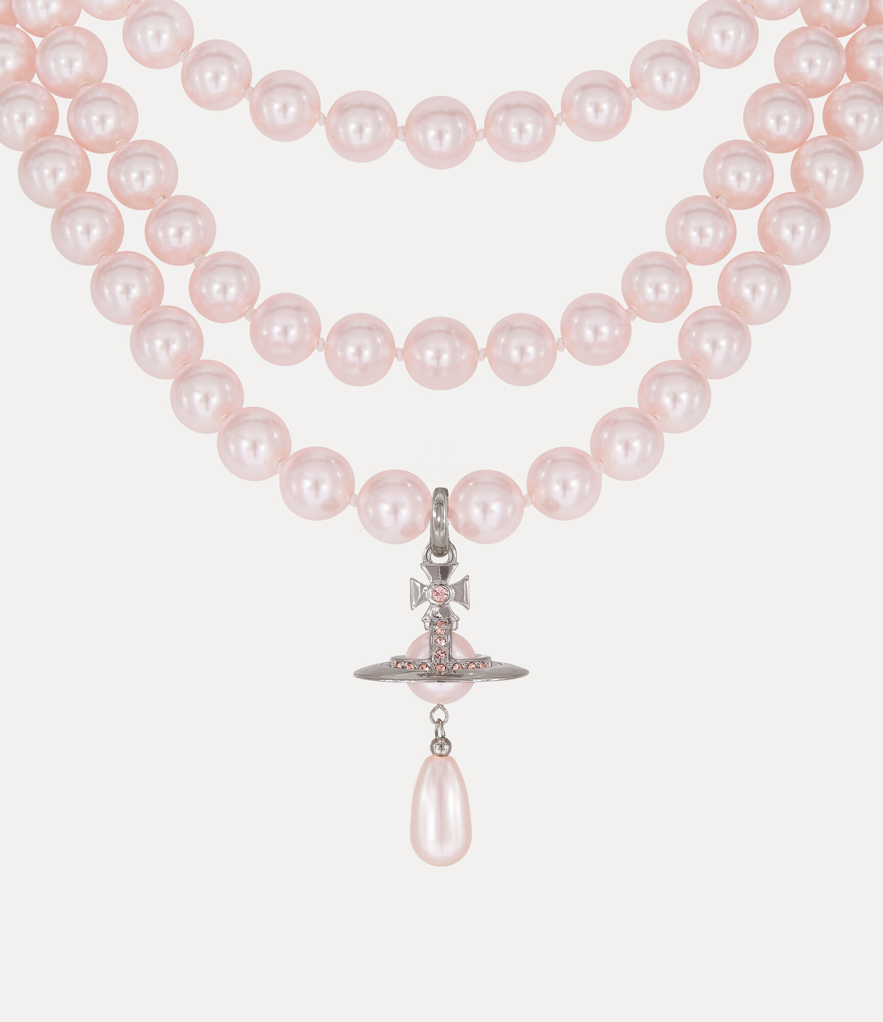 Three Row Pearl Drop Choker   large image number 2