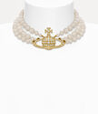 Three row pearl bas relief choker  large image number 1