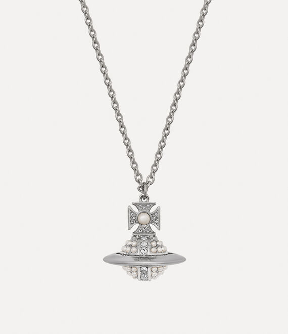Vivienne Westwood Luzia Pendant In Platinum-crystal-crystal-cream-pearl