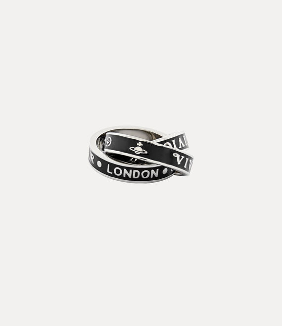 Vivienne Westwood Percy Ring In Platinum-black-enamel