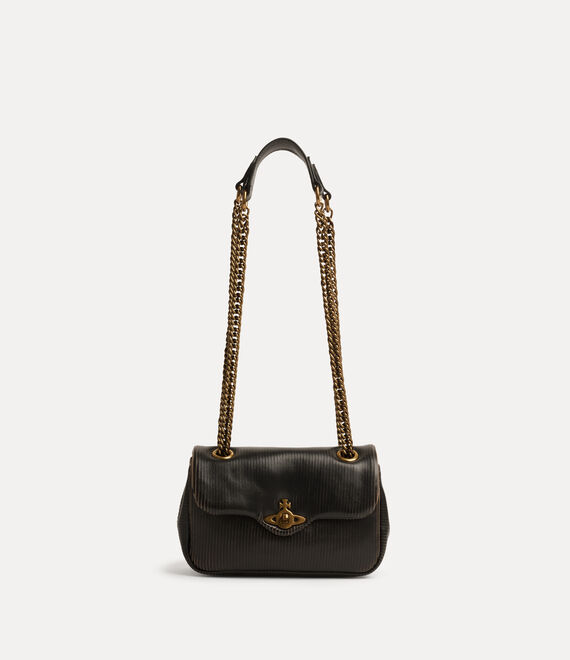 Vivienne Westwood Anita Small Shoulder Bag Laser Line Leather Black-beige