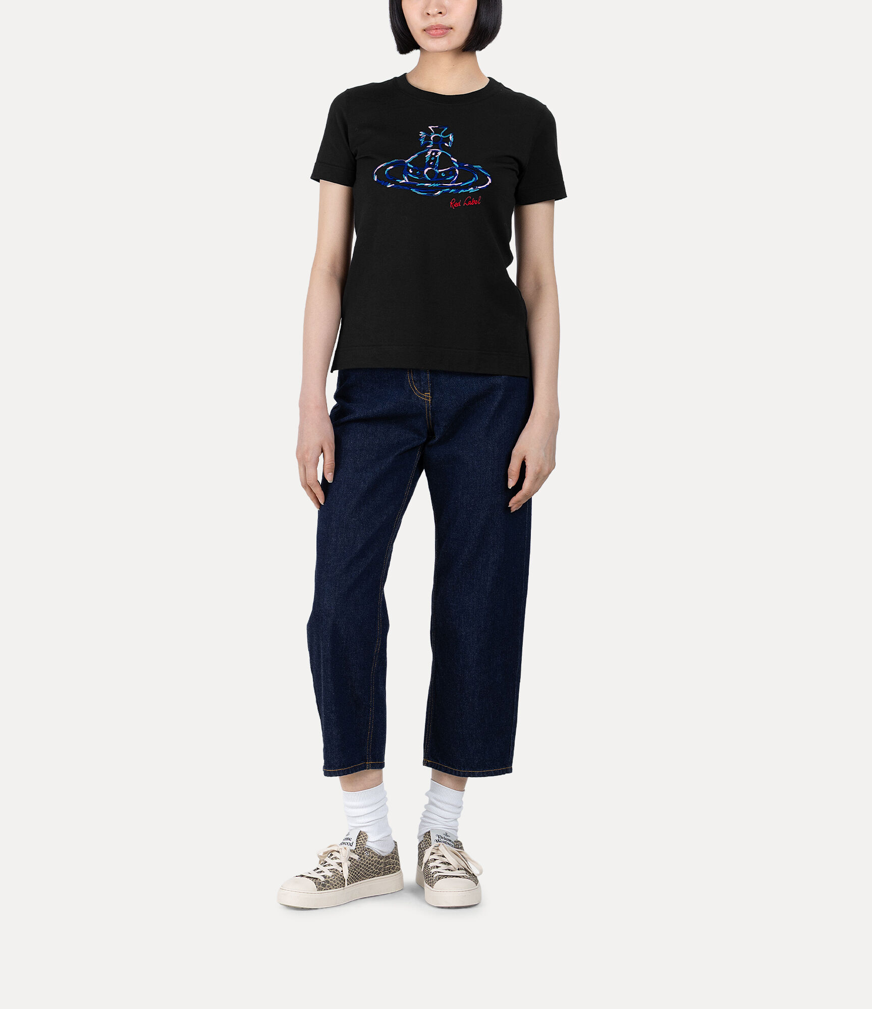 Rough Stitch Colour Orb Embroidery Classic T-Shirt in BLACK