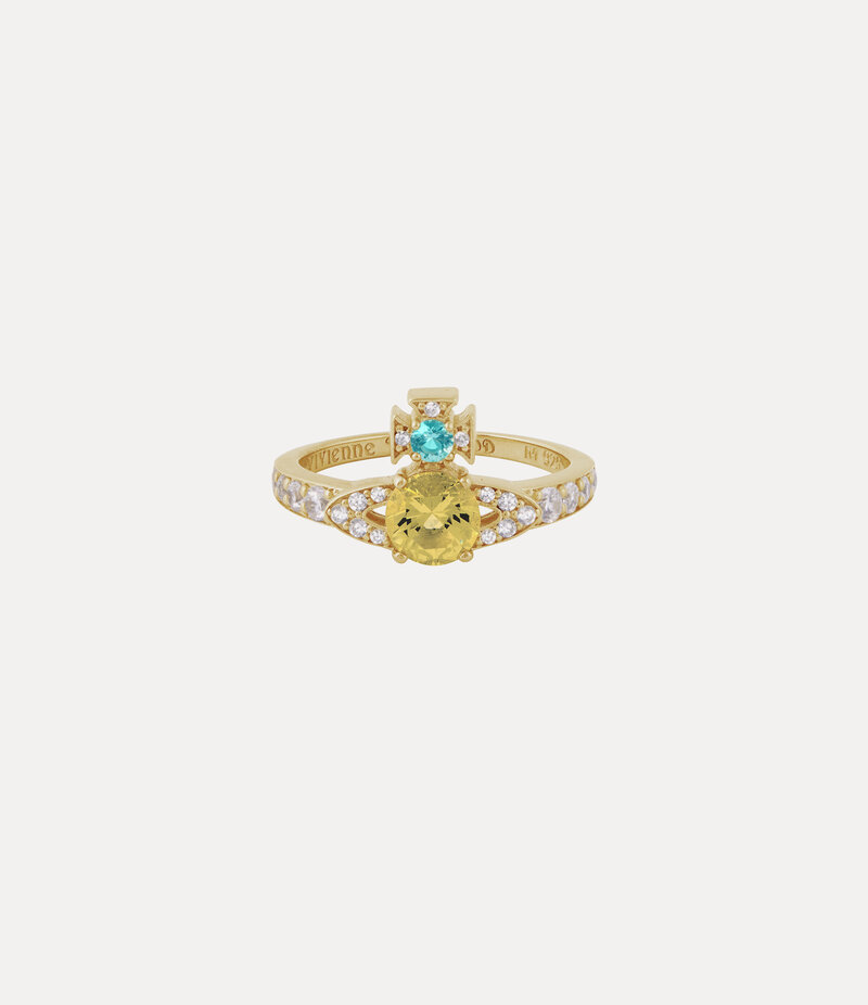 Vivienne Westwood Ismene Ring in Gold Light Turquiose Light Yellow White Cz