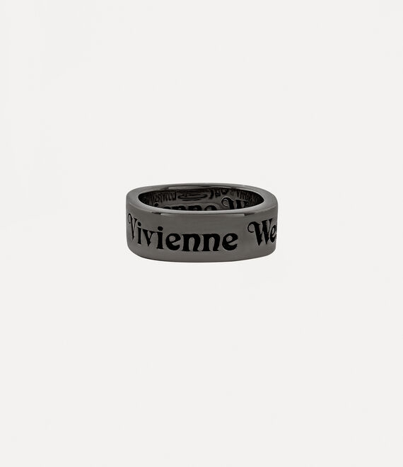 Vivienne Westwood Tiziano Ring In Ruthenium-black-patina