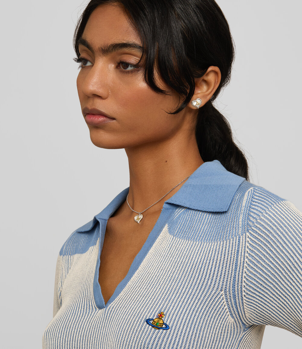 Vivienne Westwood Petra Earrings in Platinum Gold White Pearl Tint Mop White Opal, view 2