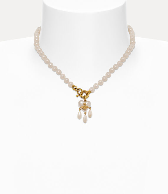 Shop Vivienne Westwood Sheryl Pearl Necklace In Gold-creamrose-pearl