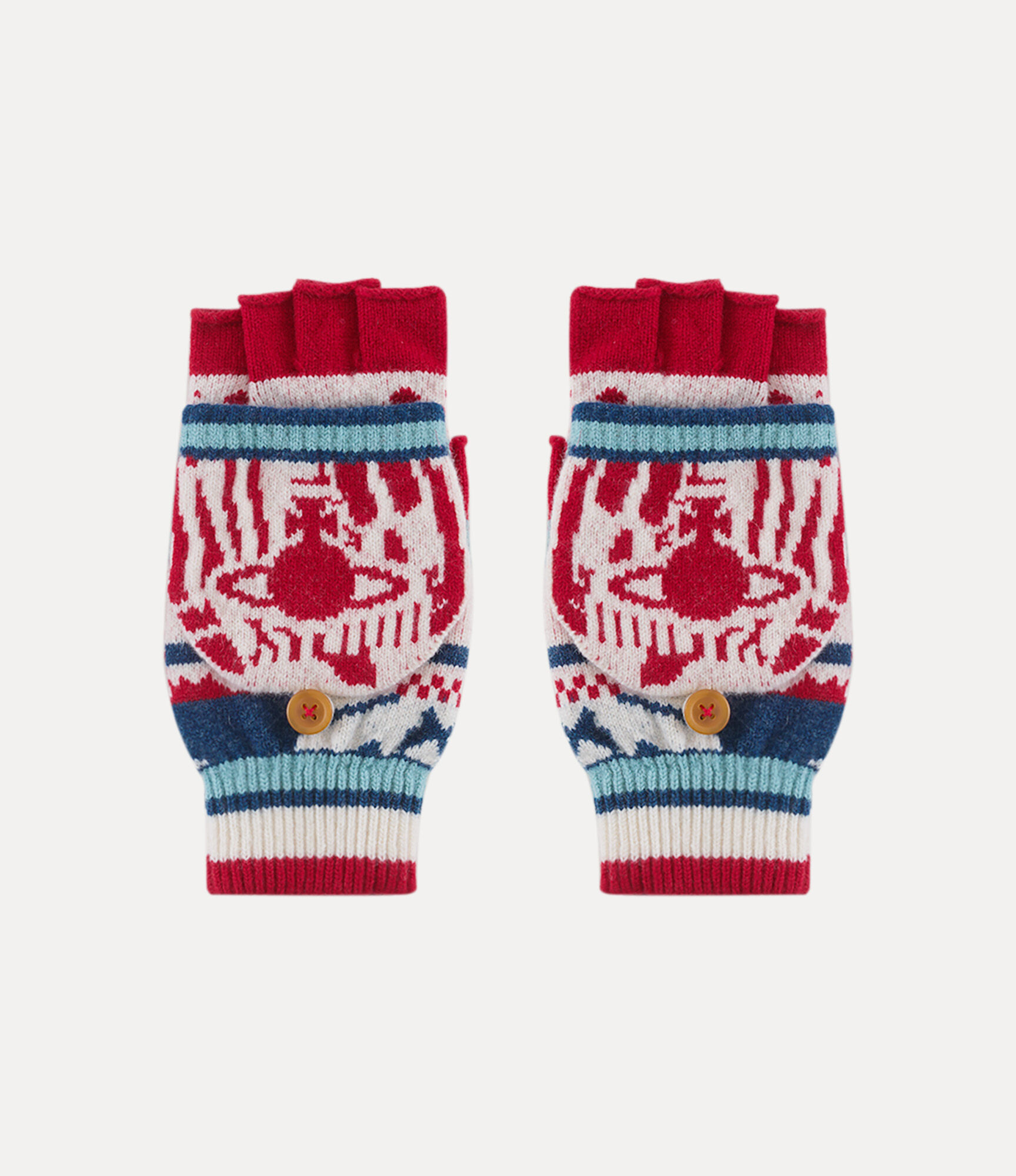 VIVIENNE WESTWOOD FINGERLESS GLOVES FAIR ISLE RED S UNISEX