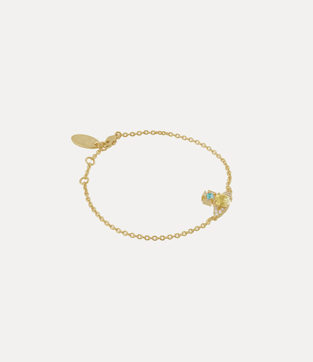 Vivienne Westwood Ismene Bracelet in Gold Light Turquiose Light Yellow White Cz, view 2