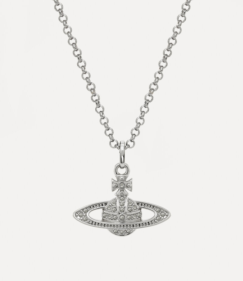 Vivienne Westwood Mini Bas Relief Pendant Necklace in Platinum Crystal