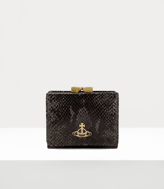 Vivienne Westwood Small Frame Wallet Emboss Snake Leather Black One Size Women