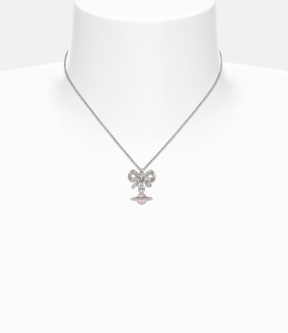 Vivienne Westwood Octavie Pendant Necklace in Platinum Pink Pink Cz, view 2
