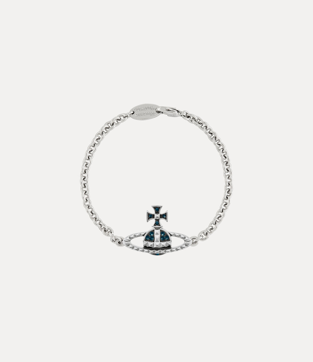 Vivienne Westwood Man. Mayfair Bas Relief Bracelet in rhodium gunmetal montana crystal