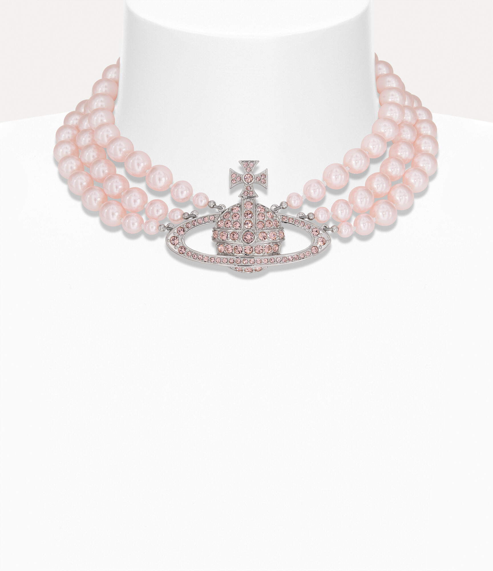 Three Row Pearl Bas Relief Choker
