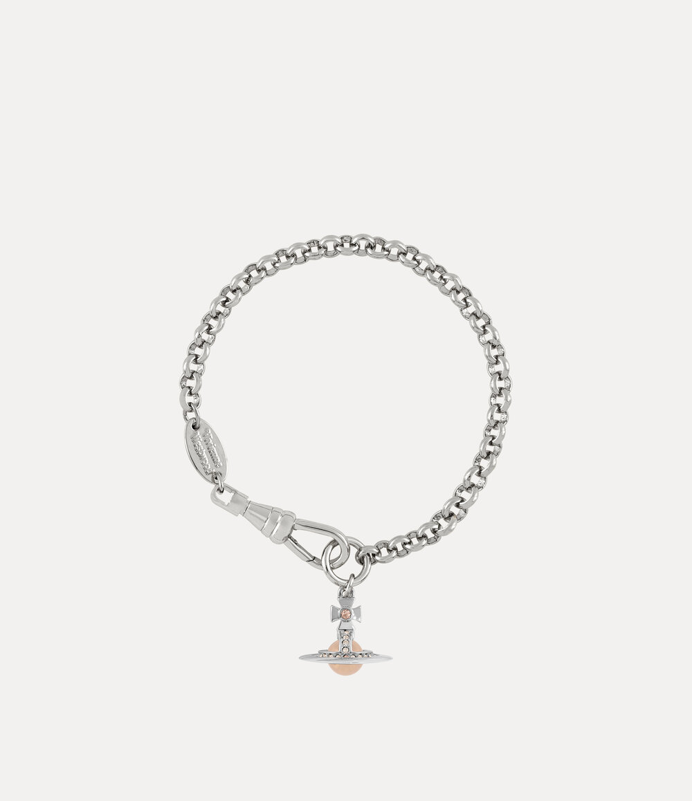 Vivienne Westwood New Petite Orb Bracelet in Platinum Light Peach Light Gold Quartz