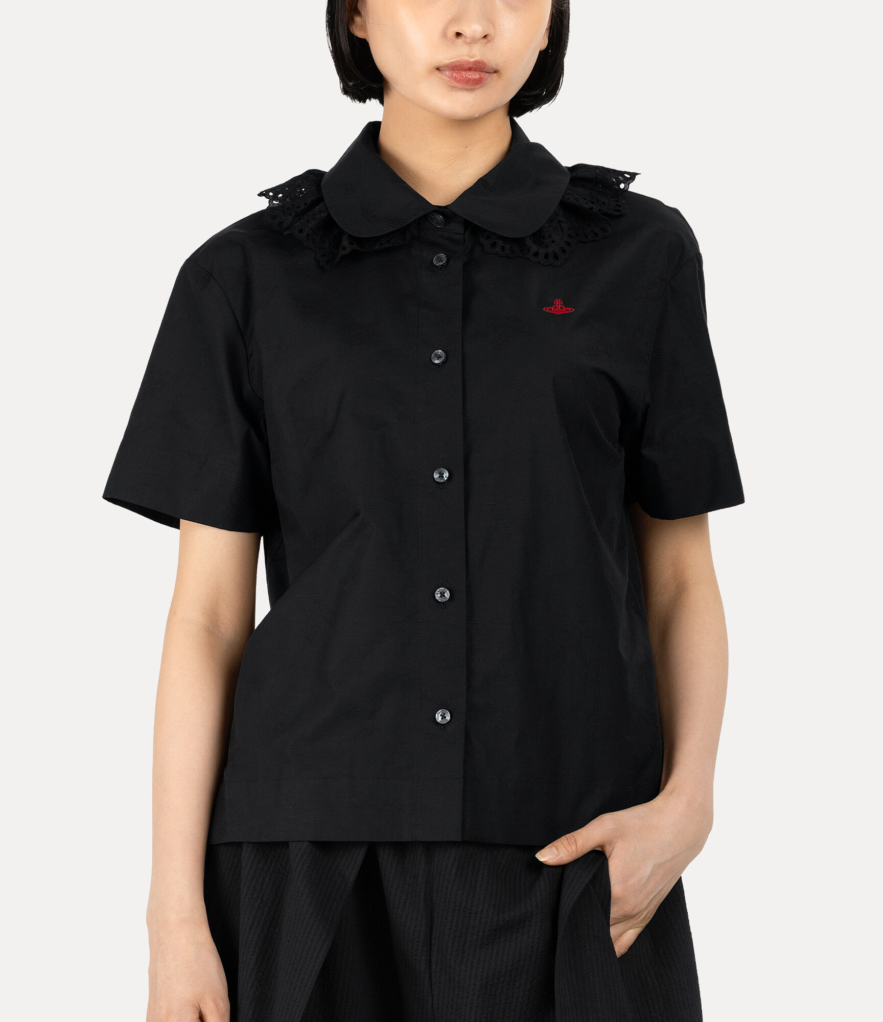 Orb Jacquard Detachable Shirt in BLACK | Vivienne Westwood®
